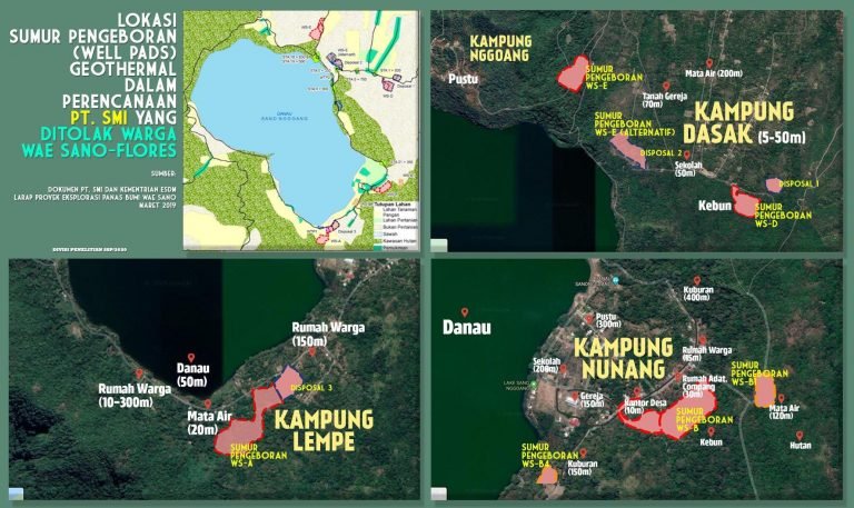 lokasi sumur pengeboran (well pads) pada Eksplorasi Geothermal Wae Sano